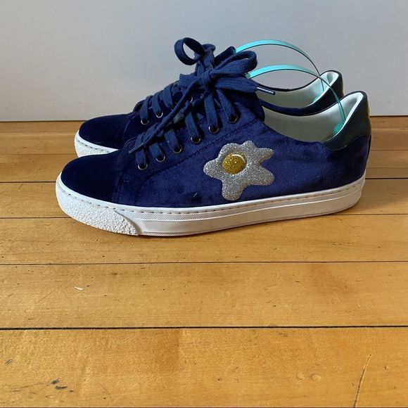 Anya Hindmarch Shoes Rare Anyahindmarch Made In Italy Indigo Velvet